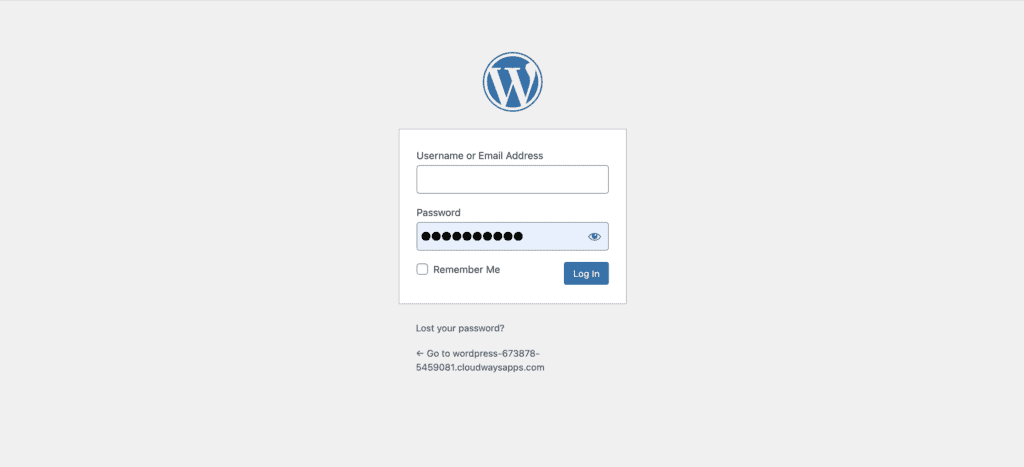 WordPress login page
